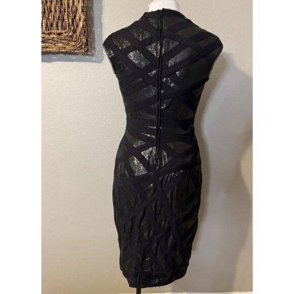 Tadashi Dress 6 Black Metallic Sequin Stretch Sheath Wedding Party Cruise Event - Picture 13 of 13